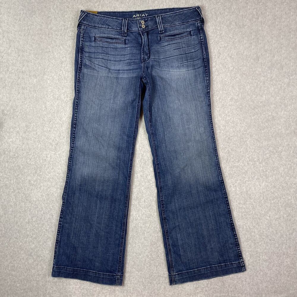 Ariat Women's Trouser 32S Mid Rise Stretch Ella Wide Leg Jean